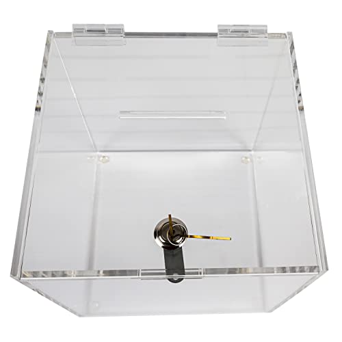 VICTORY DISPLAY & STORE FIXTURE MFG Sturdy Clear Acrylic Donation/Ballot Box with Lock and Key, 10″ w x 10″ d x 10″ h (Quantity 1) (1)