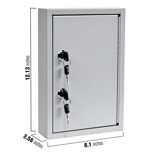 BankSupplies Fort Knox 40 Key Cabinet - Dual Lock Control Key Box - Welded 22 Gauge Steel Construction - Scratch Resistant - Write-On Key Tags for Easy Identification