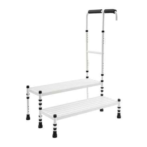 Step Stool with Handle Carbon Steel 2 Step Stool for Seniors Home Kitchen