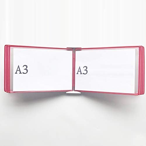 KGDJBGSE Wall Mounted File Holder Folder, A3 Poster Flip Book Display, Hanging Organizer 45x33x10CM 10 Pages 20 Pockets(O)