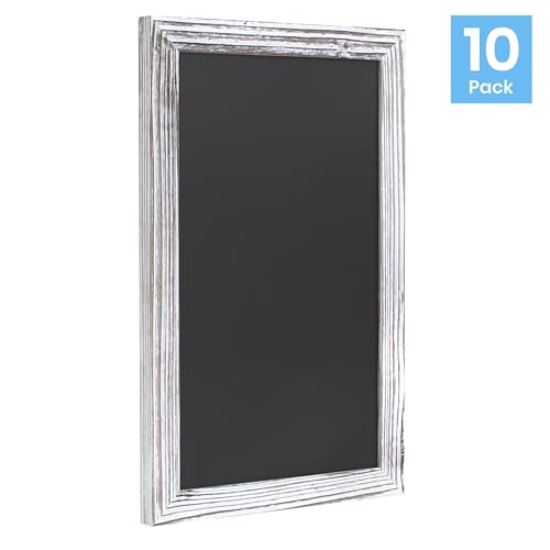 Flash Furniture 11x17 Wall Mount Magnetic Chalkboard, Whitewashed, 10-Pack