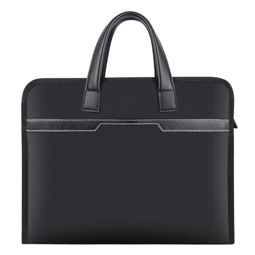 WGTYOA Document Bag Black Handbag Casual Canvas Business Briefcase Large Capacity File Waterproof Thickened