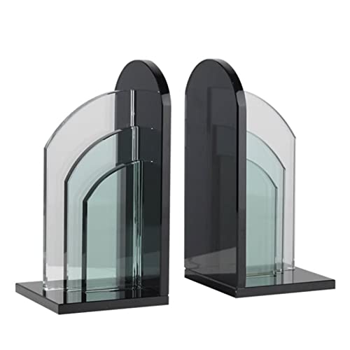 Book Organizer Crystal Bookends, 1 Pair L Shape Non Skid Sturdy for Heavy Books, Bookshelf, Office, School Library, Decorative Ornaments(Green)