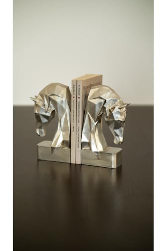 Turquoise Cubic Horse Bookends Set of 2 | 1st Class Polyester Book Holders | Hand-Painted Water-Based Colors | Modern Home and Office Decor | Gift for Book Lovers - Turquoise