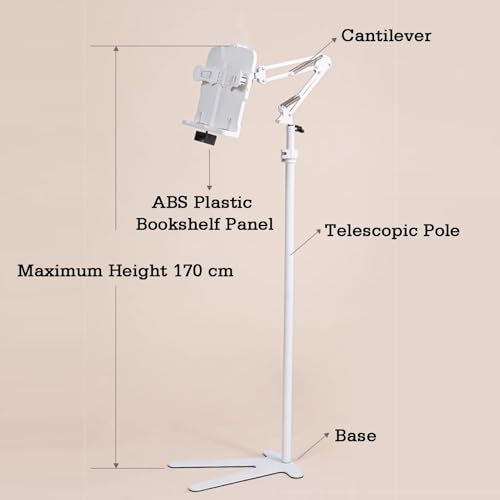 Adjustable Portable Bedtime Reading Shelf, 70-170 Cm Music Stand for Sitting, Standing, Laying Down, Or Exercising - Versatile Height-Adjustable Book Holder,