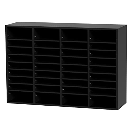 VEVOR Wood Literature Organizer, 36 Compartments, Mailboxes Slot with Removable Shelves, File Sorter for Office, Home, Classroom, or Mailrooms Organization, Black