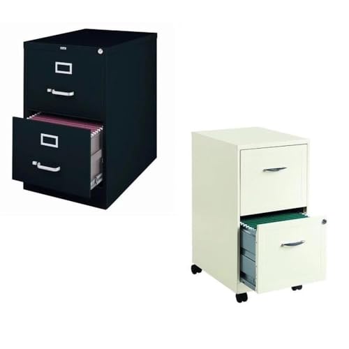 Home Square Value Pack (Set of 2) 2 Drawer File Cabinet in Black and White