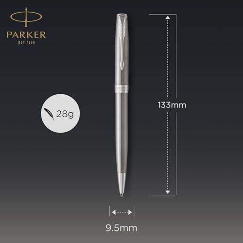 Parker Sonnet Ballpoint Pen, Stainless Steel with Palladium Trim, Medium Point Black Ink (1931512)