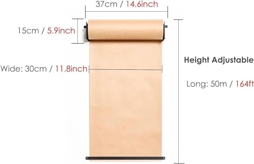 LNNW Kraft Paper Dispenser Kids Wall Mounted Kraft Paper Roll Holder, Hanging Note Roll for Cafe/Studio/Restaurant, Rustic Memo Board Decorative Message Boards for Wall(37cm/14.6inch Wide)