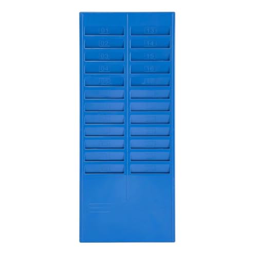 Time Card Holder for Wall Mount * 24 Slots Heavy Duty Plastic Attendance Rack with Numbered Slots for Office Factory School Organization, Blue