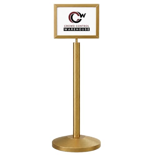 CCW 11 X 14 Inch Horizontal Pedestal Floor Sign Frame, Satin Brass