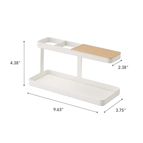 YAMAZAKI Home Tower Desk Bar - Wood & Steel Organizer - Steel
