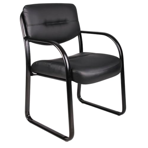 Starlight Canyon Home LeatherPlus Side Chair with Arms, Sled Base Office Guest Chair for Reception, Conference Room