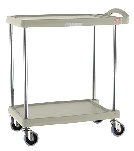 Metro MY1627-24G myCart Series Premium Plastic Utility Cart with 2 Impact Resistant Polymer Shelves, Gray, 18.3" W x 31.5" L x 35.5" H