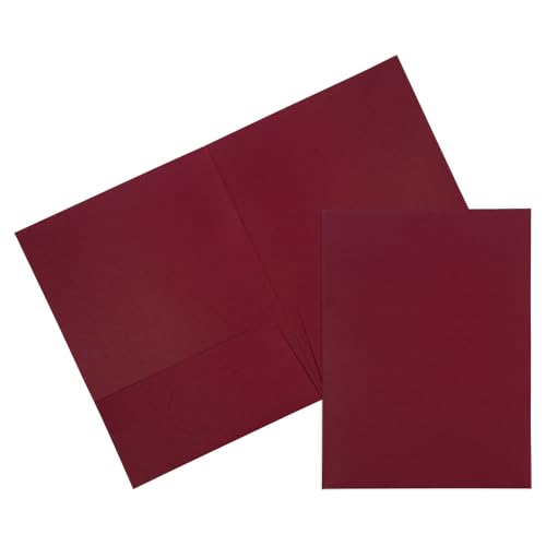 JAM PAPER Two Pocket Textured Linen Presentation Folders - Letter Size Business Folder - Burgundy - Bulk 100/Box