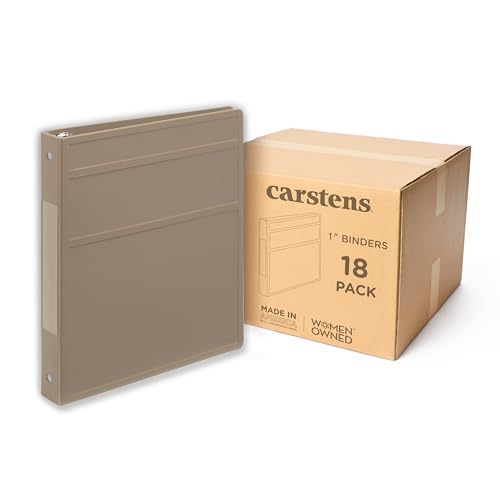 1" Heavy Duty Plastic Binder, Round Rings, Sand, Case of 18