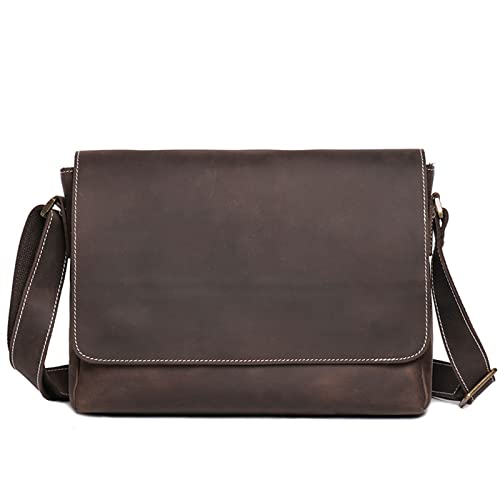 XIXIDIAN Mens Messenger Bag, Waterproof Vintage Leather Briefcase, Large Satchel Shoulder Bag, Computer Laptop Bag Multi-Functional Bag (Color : Coffee, Size : 21 * 29 * 6CM)