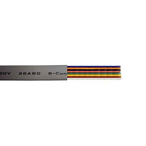 400 Ft 8 Conductor Modular Cable Copper Flat Silver Telephone Stranded 28 AWG Wire Extension, by NAC Wire and Cables