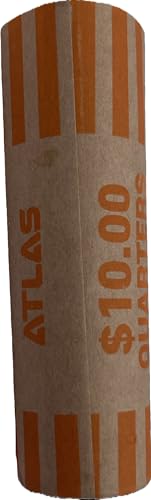 ATLAS Preformed Coin Wrappers - 504 Count Quarter Coin Roll Wrappers - Precrimped for Easy Coin Handling. Sort Your Loose Change by Hand or use Any Brand of Automatic Coin Sorter (ACW-504Q)