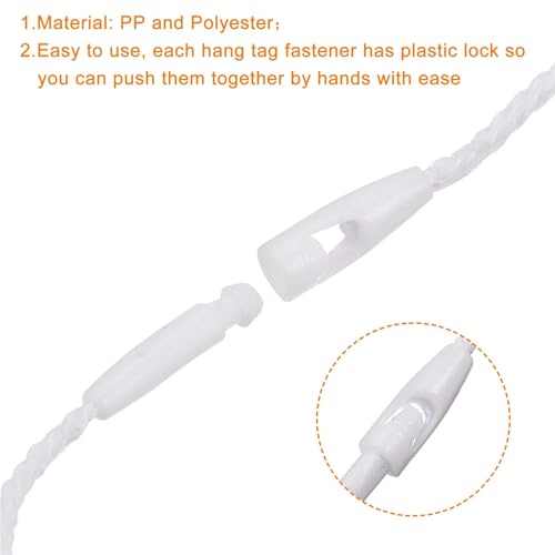 1000pcs Cotton Hang Tag String Snap Lock Pins Price Fastener Loop Tags Ties for Bags