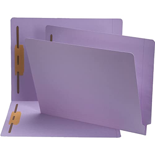 Smead End Tab Fastener File Folder, Shelf-Master® Reinforced Straight-Cut Tab, 2 Fasteners, Letter Size, Lavender, 50 per Box (25540)