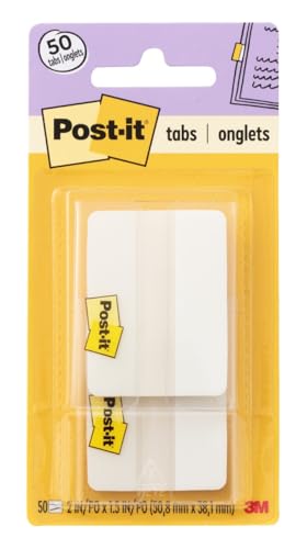 Post-it 686F-50WH Tabs, 2 inches, White, 24-Pack