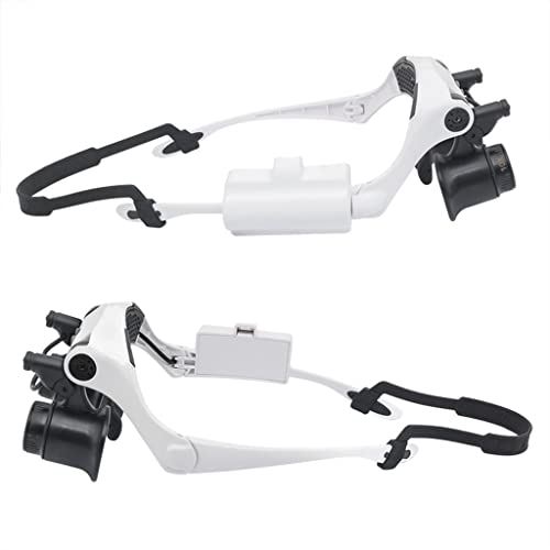 EUQKKWLOY Helmet Magnifier with Illumination 4 Magnification Hands-Free Binocular Glasses for Repair and Jewelry