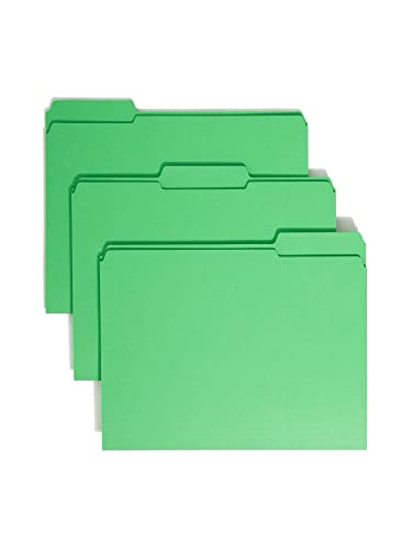 Smead File Folder, Reinforced 1/3-Cut Tab, Letter Size, Green, 100 per Box (12134)