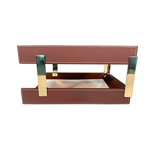 Dacasso Leather Double Letter Trays, Rustic Brown (A3220)