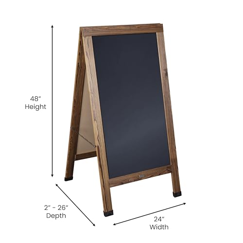 EMMA + OLIVER Torched Brown 48x24 Deluxe Magnetic Chalkboard Set