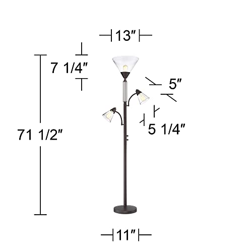 Warwick 71 1/2" Tall Tiger Bronze and Seeded Glass Torchiere Floor Lamp