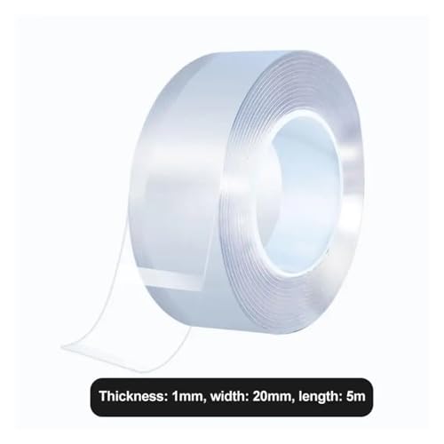 DSWMY 1M/2M/3M/5M Kitchen Transparent Double Sided Tape Bathroom Reusable Tapes Home Decoration Washable Super(20mmx5m)