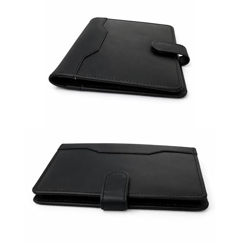 PavinCrafter Leather Junior Padfolio 5 X 8 in with Pen Loop, Black