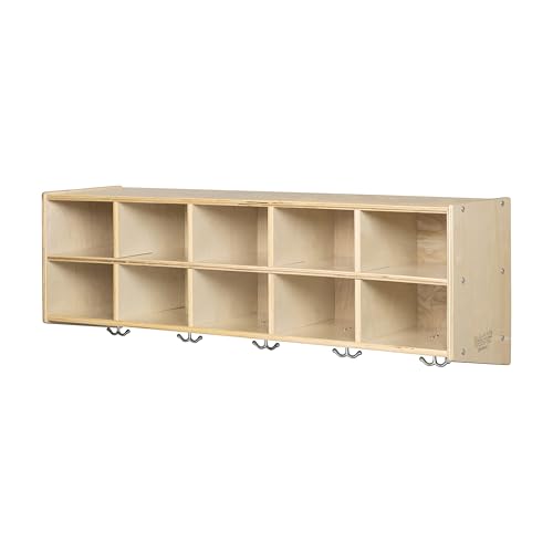 Back2School Express 10-Section Wall Mount Storage Coat Locker, Natural