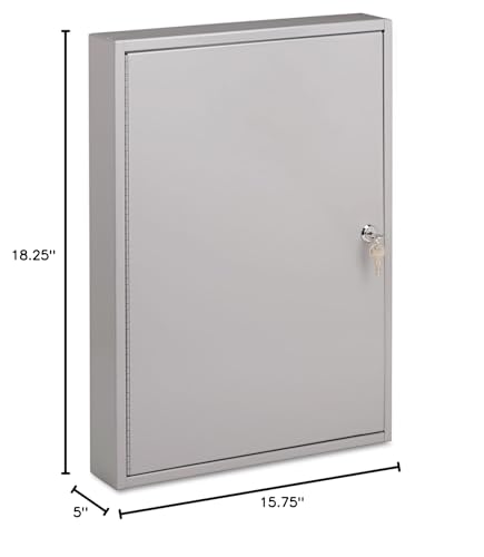 PM Company SecurIT 100 Hook Steel Key Cabinet, 17 3/8-Inches x 3 1/8-Inches x 22 3/8-Inches, Gray, 1/Carton (04984)