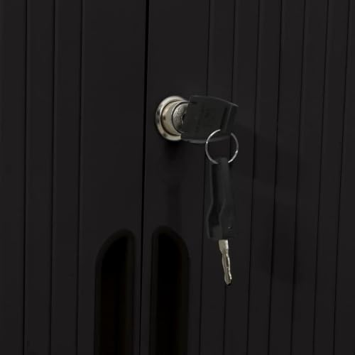 KUPTYERFG Metal Sliding Door Cabinet Lockable Steel Sideboard Credenza