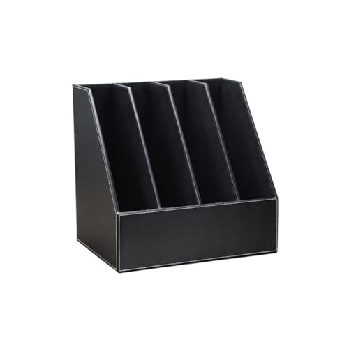 File Rack Leather Vertical File Folder Holder or Office Product Organizer Store Files Magazines, Notepads Letter Trays(Black)