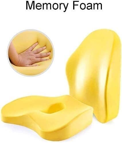GIENEX Memory Foam Lumbar Pillow and Seat Cushion Combo, Ergonomic Lower Back Lumbar Pillows with 3D Stereo Multi-Point Support, for Office Chair, Car Seat, Wheelchair