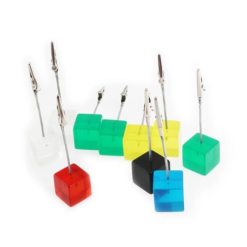 Memo Clip Holders Stand with Alligator Clasp 50 pcs Cube Resin Base Memo Photo Holder Paper Note Clip Desktop Decor