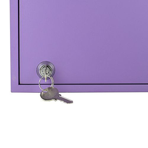 Acrimet 48-Key Cabinet with Lock, Wall Mount Wooden Key Organizer, Security Key Storage Box (48 Positions) with Numbered Hooks & Clear Purple Key Tags – Commercial & Home Use (Purple)