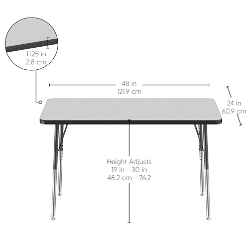 FDP 24" x 48" Rectangle Table with Standard Swivel Glide Legs - Gray/Black