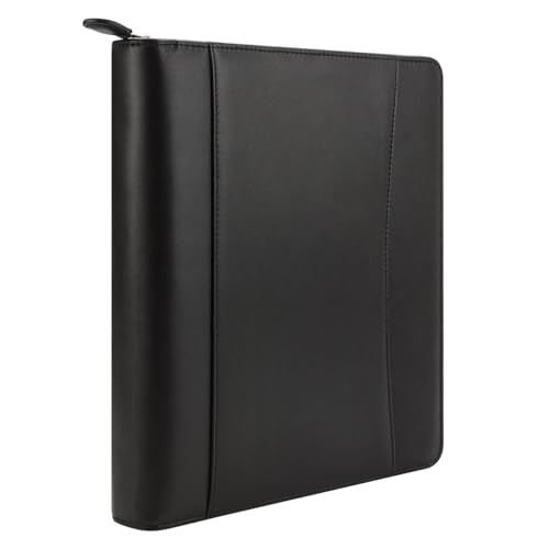 FranklinCovey - FC Signature Ring-Bound Binder for FranklinCovey Planners | Nappa Leather - Zipper Binder (Monarch, Black)