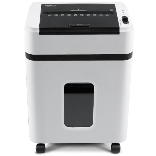 Aurora High Security AU110MB 110-Sheet Auto Feed Micro-Cut Paper and Credit Card Shredder with 4 Gallon Pullout Basket / 30 Minutes/Security Level P-4 (White/Black)