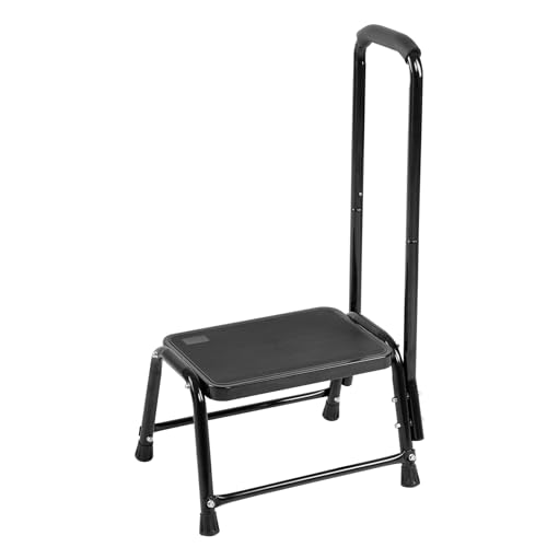 Leekpai Step Stool with Handle for Adults，Seniors Heavy Duty Holds 350 lbs.Stepping Stool for Elderly Adults, Attractive Black for Kitchen