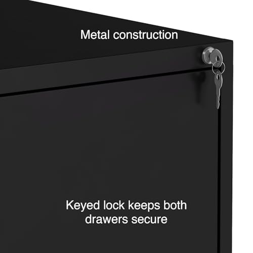 Staples 2-Drawer Lateral File Cabinet, Letter/Legal, Lockable, Black
