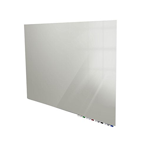 Aria 4'H x 5'W Magnetic Low Profile 1/4" Glass Whiteboard - Horizontal Gray - 4 Rare Earth Magnets, 4 Markers and Eraser