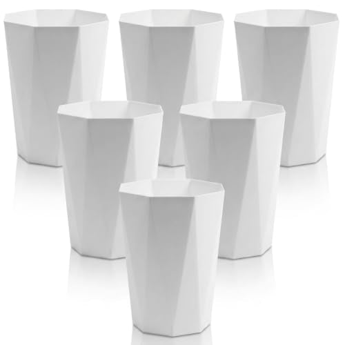 Doteon 12L Trash Can Wastebasket Plastic Trash Bin Garbage Container Rubbish Can Paper Basket Office Organizer for Bedroom Home Office, 6 White