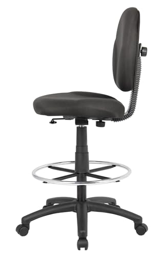 Scranton & Co Adjustable Fabric Drafting Stool, 26.5-31.5 in Seat Height, Black Finish, Contoured Back and Extra Large Cushion Seat, Pneumatic Height Adjustment, Office or Studio Seating
