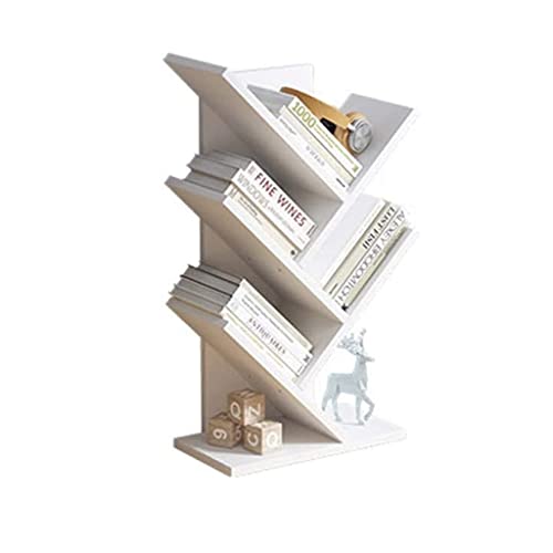 UINGBPXT Bookcase 5-Tier Tree Desktop Bookshelf Wood Desk Organizer Free-Standing Display Shelf Rack Corner Desktop Bookcase for Office Supplies High Capacity