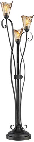 Gardena 65 1/2" Tall Amber Glass 3-Light Tree Floor Lamp